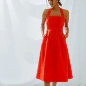 Anthropology - Maeve Alessandra Cross-Back Midi Dress Color Tangerine SZ 14